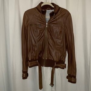 Danier Brown Leather Jacket Size M